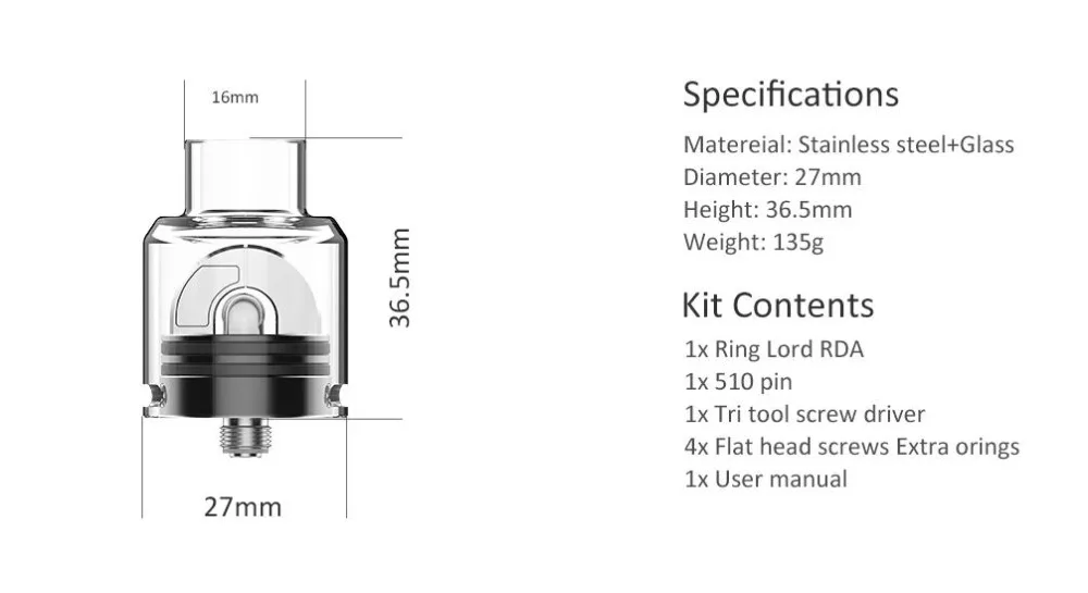 Hugsvape Ring Lord 27mm RDA-1