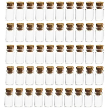 

50Pcs 11*22MM 1ML Mini Glass Bottles small with Cork Stoppers Empty Sample Storage Jars Small Gift Containers hot sale