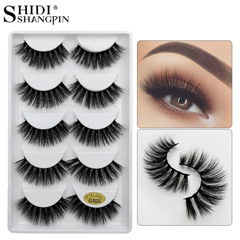 

SHIDISHANGPIN 5 Pairs Eyelashes Natural Cilios Mink Long 3d Mink Lashes Makeup 1 Box Fluffy Fake Eyelashes Maquiagem Faux Cils