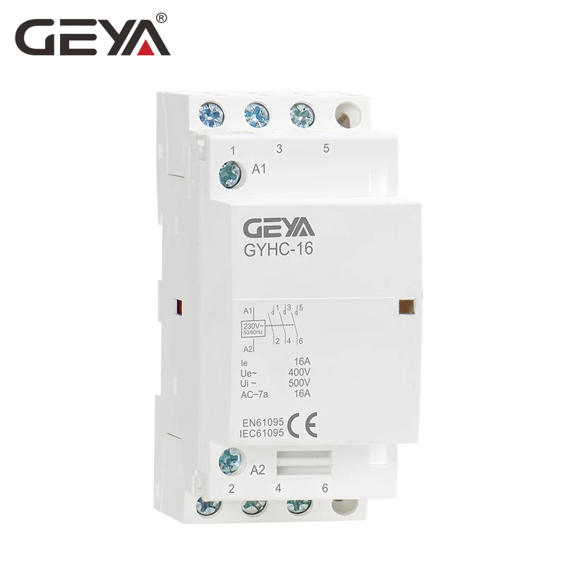 

Free Shipping GEYA 3P 16A 3NO Household AC Contactor DIN Rail Type Coil AC220V Automatic