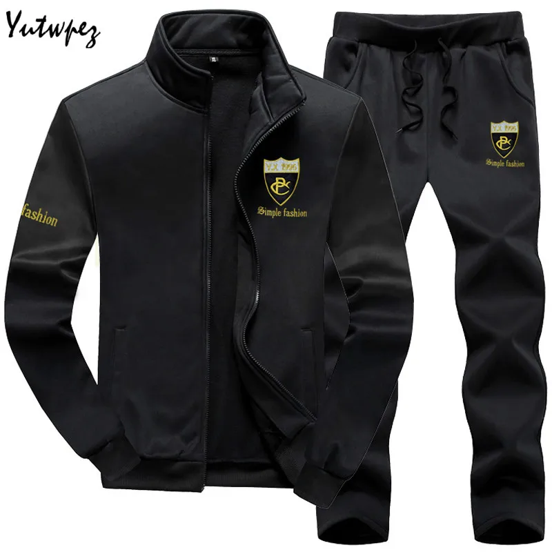 

Yutwpez Plus Size Brand Men Set Fashion Sporting Suit Sweatshirt +Sweatpants Mens Clothing Slim Male Tracksuit Hooded 2019 New