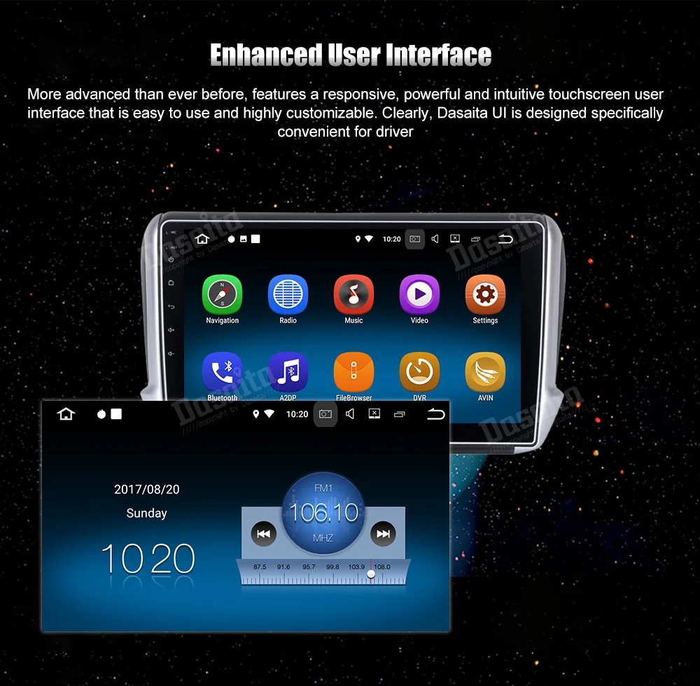 Flash Deal Dasaita 10.2" Android 8.1 Car GPS Player Navi for Peugeot 208 2008 with 2G+16G Quad  Core Stereo Radio Multimedia No DVD 4G 12