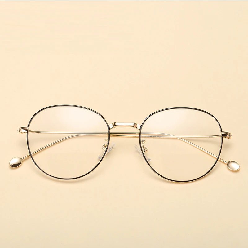 Ретро плоская зеркальная рамка Золотая проволока тонкий край металлический тренд студенческий Универсальный ультра легкие круглые стеклянные рамки для мужчин и женщин