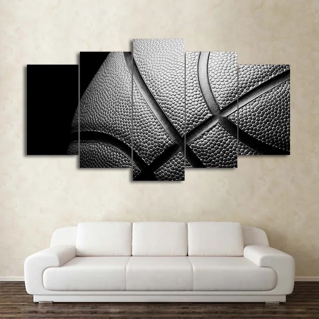 Modern Wall Art Frame Canvas Poster HD Print 5 Pieces Black Grey