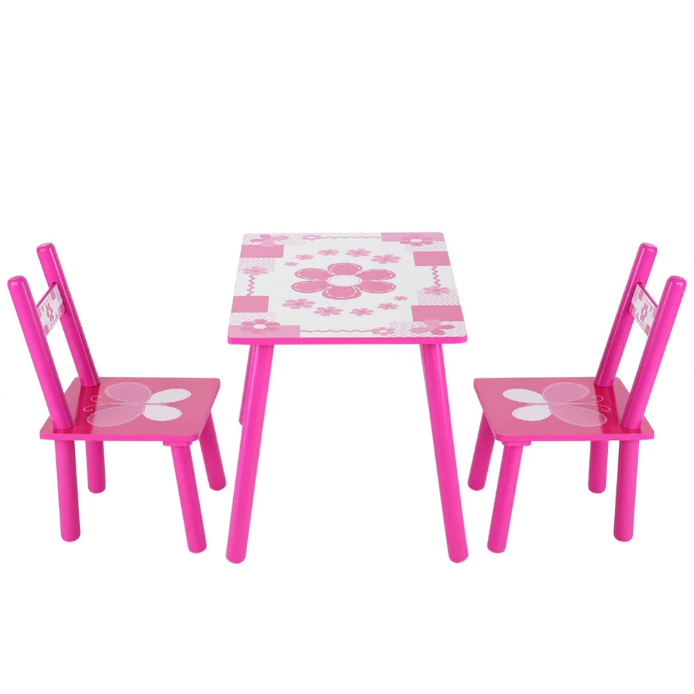 

Children Wooden Flowers Kids Table And Chair Childs Playing Games Painting Desk Chair Bedroom Furniture