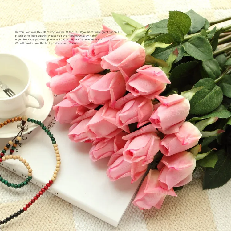 

(10 colors) Fresh PU Rose Artificial Flowers Real Touch rose Flowers Home decorations Wedding Party Birthday gift Free Shipping