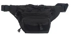 Мужская камуфляжная поясная сумка с регулируемым ремешком и карманами на молнии Molle Millitary Bag - Цвет: BLACK