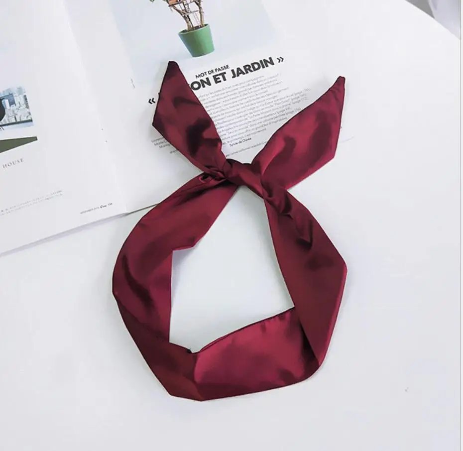 2019 Твердые скинни волосы шарф Женская Косынка Foulard алюминиевый проволочный