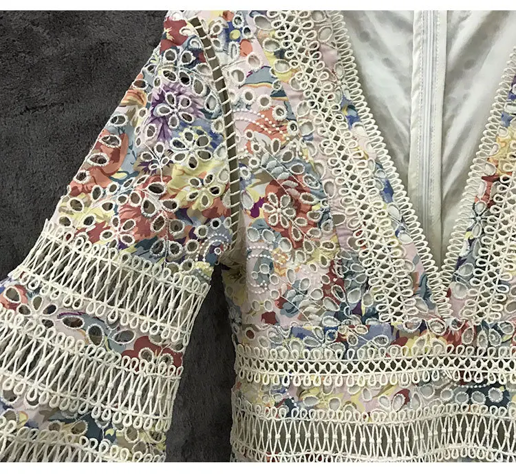 TANG New High Quality Embroidery Summer Dress 2019 Vintage Hollow Out Mini Dress Slim High Waist Flare Sleeve Dresses (3)