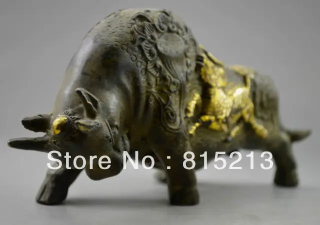 

bi00630 Collectible Decorated Old Handwork Bronze Carved Endless Struggle Cattle Statue