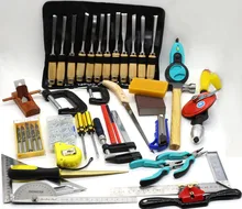 Multi-function Woodworking tool chisel planing knife saw bit angle square ruler carpenter’s clamp tape measure tool chest