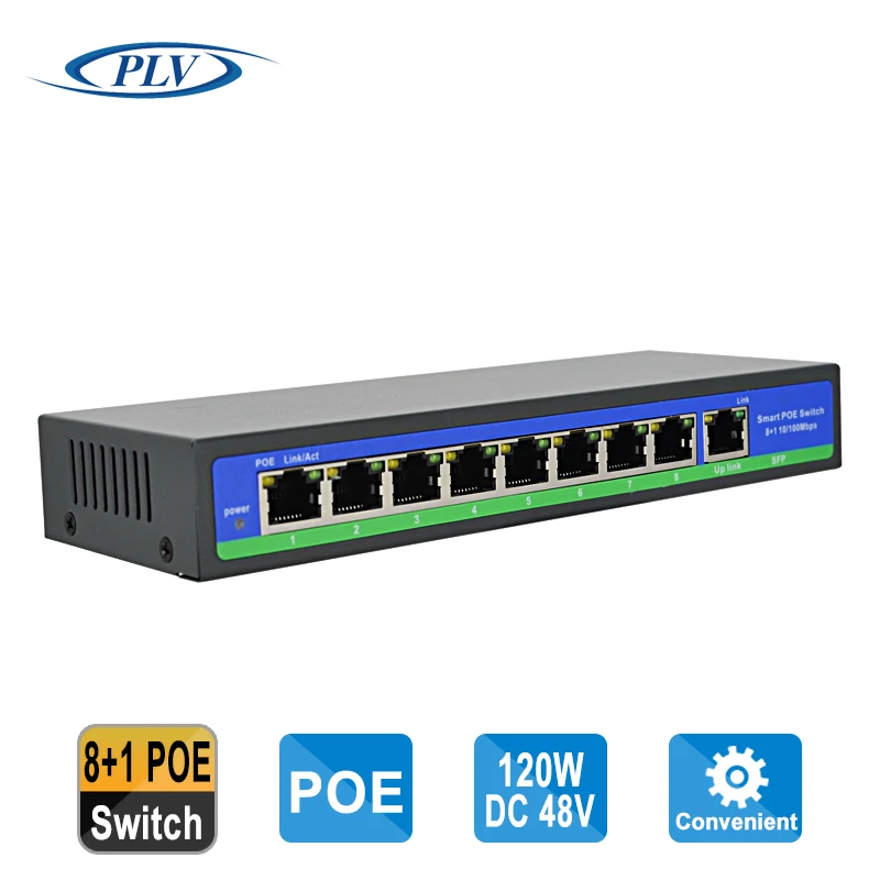  FreeShip 9 10/100M RJ45 port 8 poe port switch IEEE802.3af/at PoE suit for all kind of poe camera poe Network Switches Plug&Play 