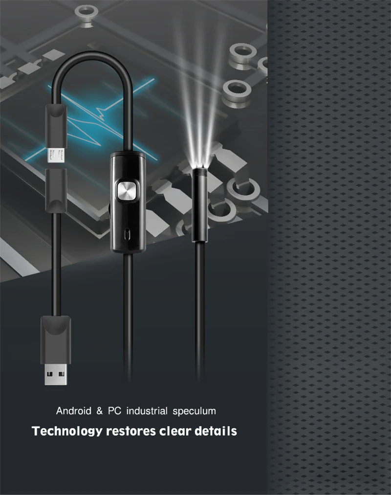 2 м 1 м Мини эндоскоп камера Гибкая IP67 водонепроницаемый осмотр бороскоп камера для Android ПК ноутбук 6 светодиодов регулируемый