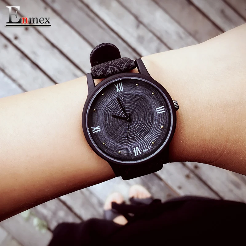 Prix pour 2017 fille cadeau enmex arbre anneau concept 3d annuel anneau visage montre-bracelet creative design simple dame en cuir de mode montres à quartz Prix pour 2017 fille cadeau enmex arbre anneau concept 3d annuel anneau visage montre-bracelet creative design simple dame en cuir de mode montres à quartz