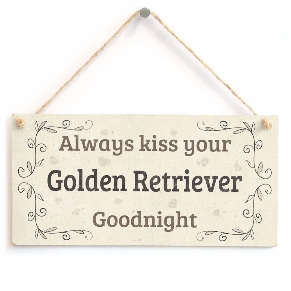 

Meijiafei Always Kiss Your Golden Retriever Goodnight - Beautiful Home Accessory Gift Sign For Golden Retriever Dog Owners