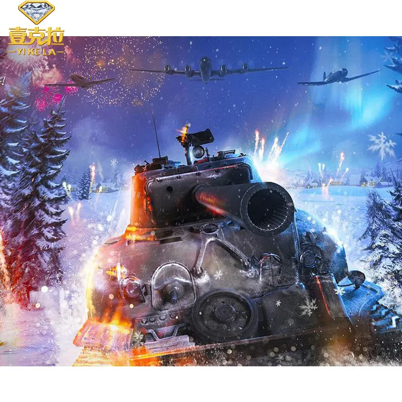 YIKELA 5D Diamond Painting Tank Aircraft Cross Stitch Home Decor Full Square Drill Rhinestone Mosaic Embroidery | Дом и сад