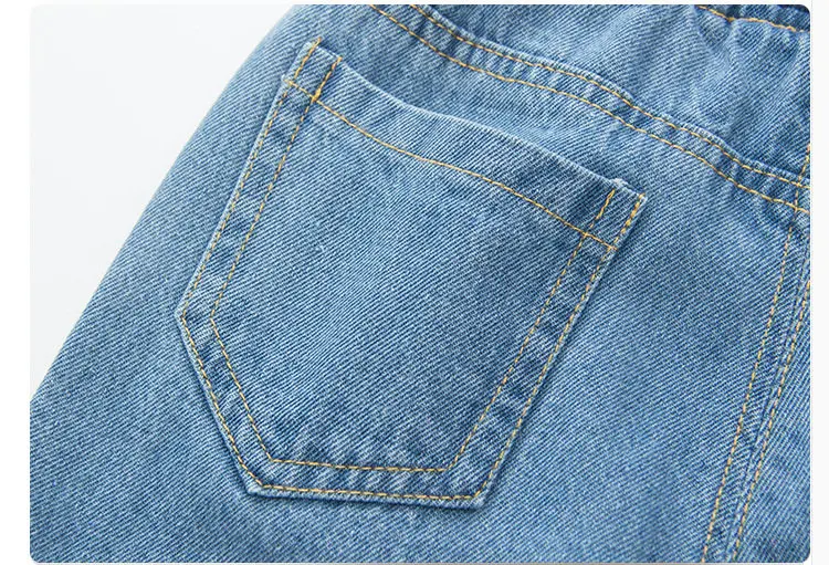 7 Baby Boys Jeans Kid Painted Pants Girls Denim Trousers Geometrical Color Block Patchwork Cotton Elastic Waist Baby Clothing