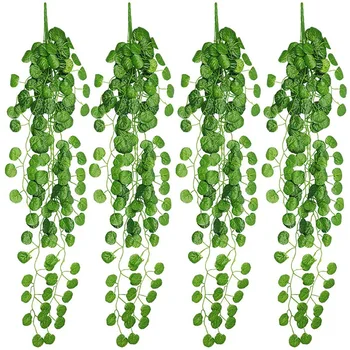 

4 Bunchs Artificial Ivy Vine Greenery Fake Hanging Plant Leaves For Indoor Outdoor Decor (Begonia Leaves)