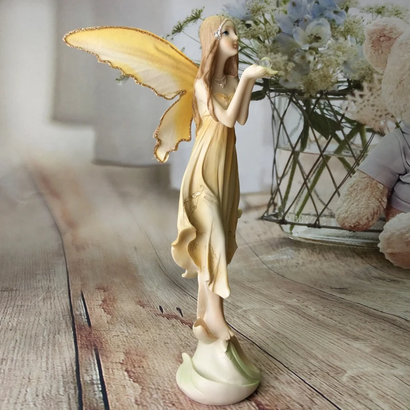 Садовая сказочная скульптура, фигурки Ангела из смолы, Цветочная сказочная статуэтка, украшения для красивой девушки, свадебные подарки, Рождественский Декор