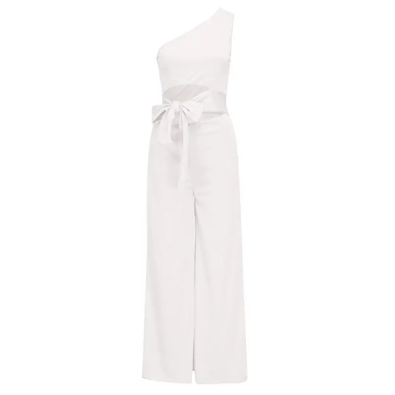  New Summer Women Fit Slim Solid High Waist Lace Up Sexy Off Shoulder Flare Jumpsuits Fashion Holiday Elegant  Jumpsuit #4R07  (19)