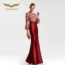 CONIEFOX 31835 red mermaid Fashion sexy Ladies Retro elegance Appliques prom dresses party evening dress gown