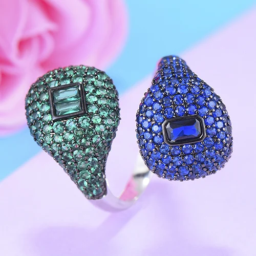 GODKI Monaco, дизайнерские Роскошные стекируемые кольца-чокер для женщин, свадебные с кубическим цирконом, обручальные, Дубай, американские, свадебные кольца на палец - Цвет основного камня: BGR