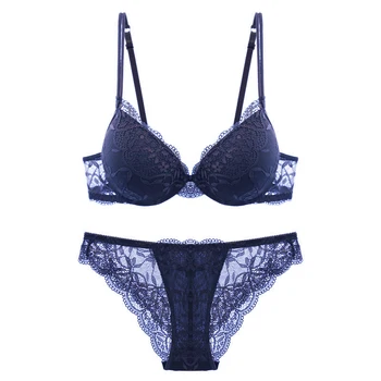 

Sexy lace bra set high quality thin thick deep V-neck Women luxury plus size underwear set