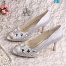 Wedopus Custom Handmade Your Logo Brand Women Shoes Silver Bridesmaid Wedding Shoes Size 40