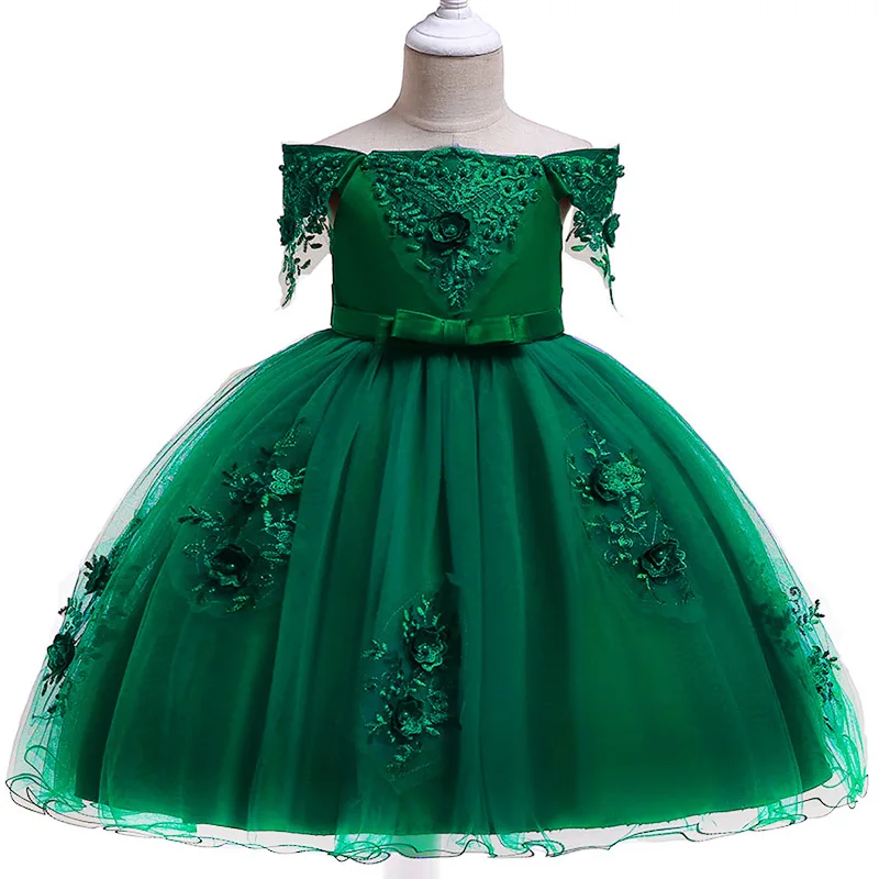 Новые платья для девочек Детская праздничная одежда бальное платье для девочек платье принцессы для первого причастия костюм с юбкой-пачкой для малышей, L5057 - Цвет: Dark green