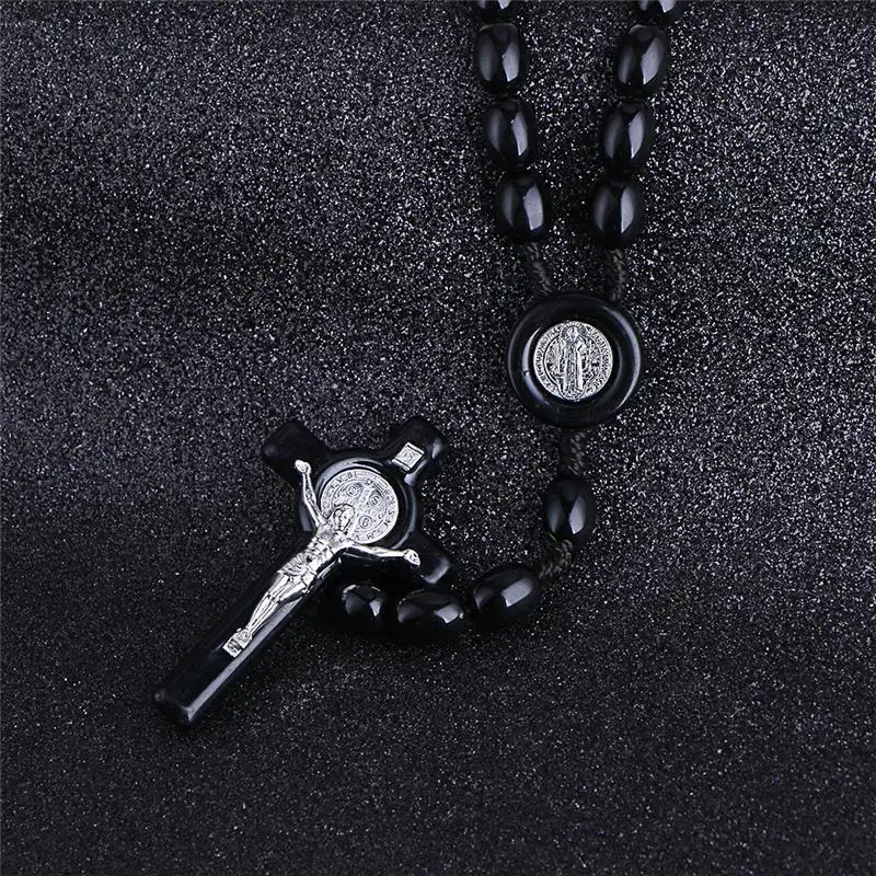 Komi Rosary Beads JESUS Coin Cross Pendant Necklace for Women Girls Catholic Religious Jewelry Holy Rosaries Necklaces R-026