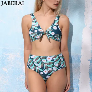 

JABERAI Floral Print Bikini Set Women High Waist Swimwear Bow-Knot Top Bikinis Push Up Swimsuit Bathing Suit Summer Beachwear