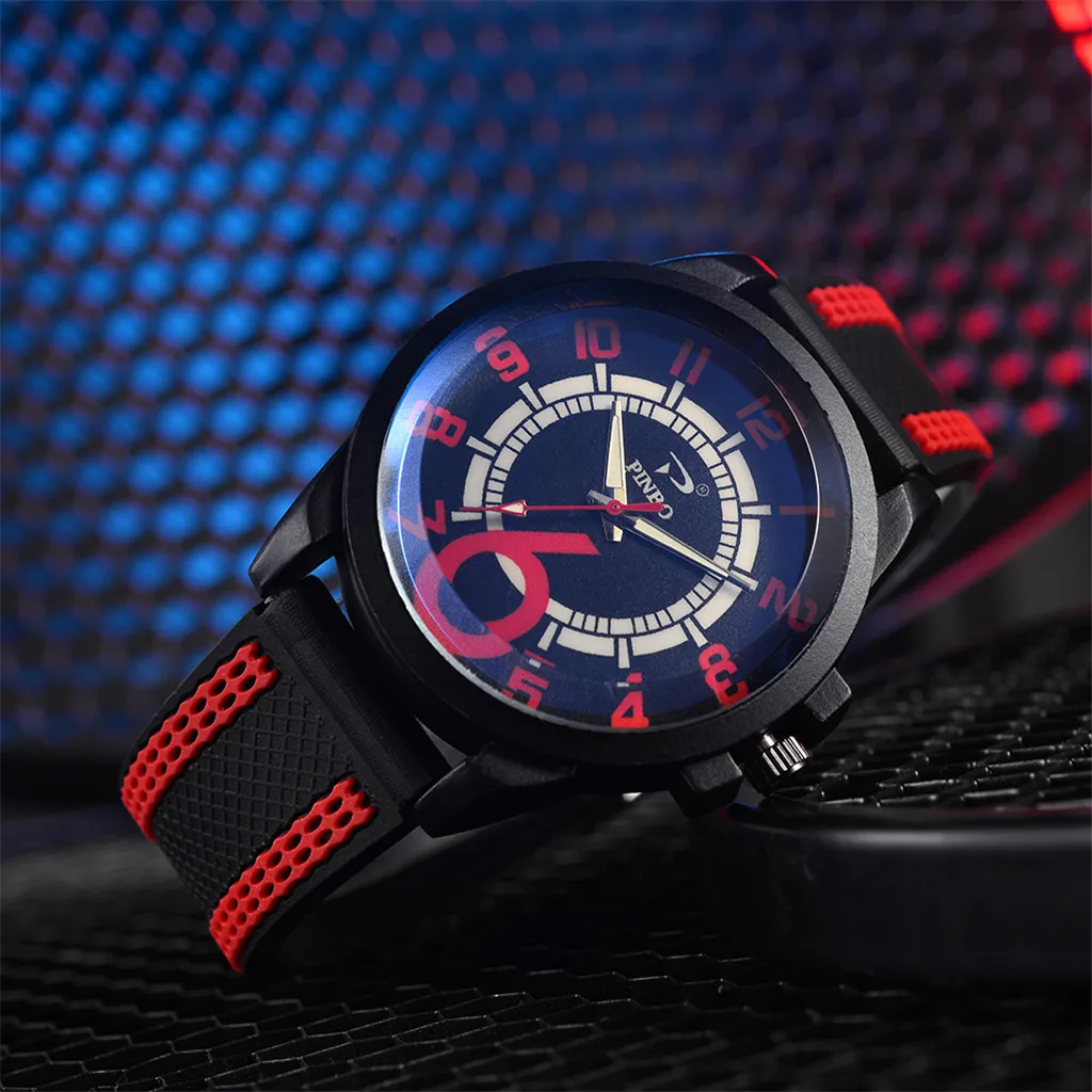 

Men Soft Silicone Rubber Strap Sports Fashion Watch Simulated Quartz Watch dress relogio masculino luxury leather 2019