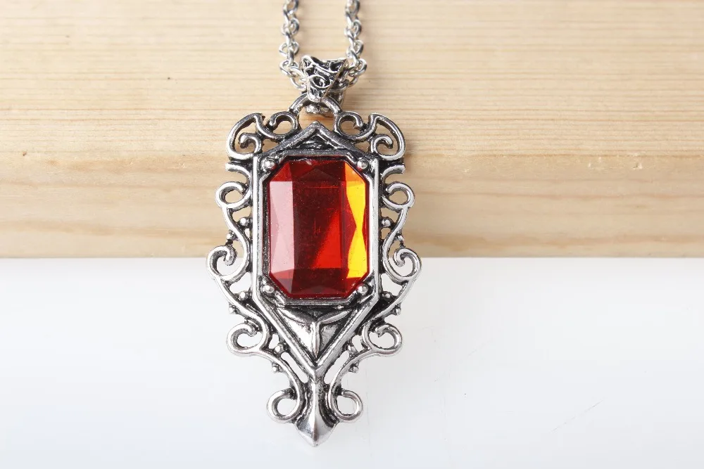 5pcs/lot Mortal Instruments City of Bones Isabella Lightwood ruby pendant necklace vintage angel collar chain women female |