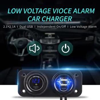 

12V 24V LED Digital Voltmeter + Dual USB Power Socket Panel Charger With ON OFF Switch For Car Boat Motorcycle Smartphone GPS