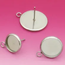 Basehome 20 штук Нержавеющая сталь серьги настройки 6/8/10/12/14/16/18/20 мм кабошон базовая пустая подходит Стекло кабошоны DIY сережки-гвоздики