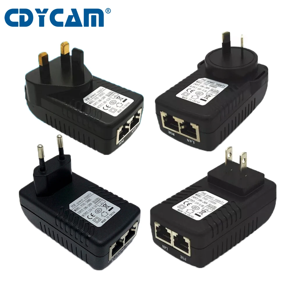 Настенный адаптер видеонаблюдения Cdycam 48 В 0 5a 24 Вт POE Инжектор Ethernet IP камера
