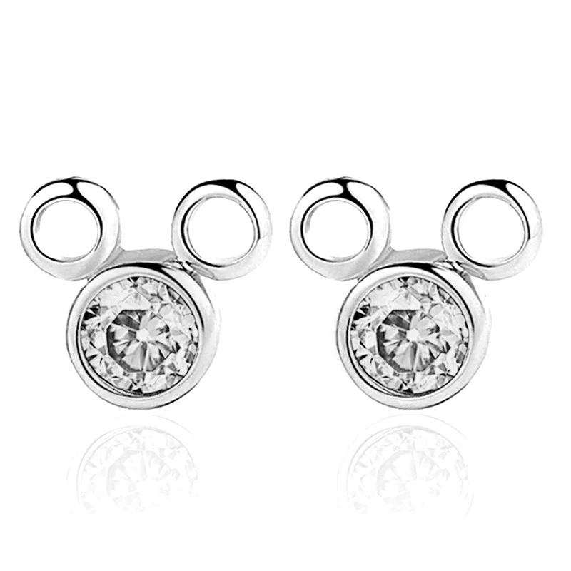 Octbyna Cartoon Mickey Minnie Stud Earrings Sparkling Zircon Anime Pan Earrings For Women Kids Girls Fashion Gifts Jewelry