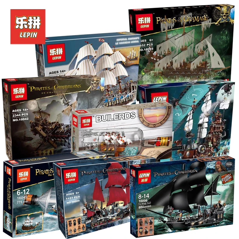 

Lepin Pirates Caribbean Black Pearl Ship Sets 16006 16009 16016 22001 Compatible Legoing Model Building Kits Blocks Bricks Toys