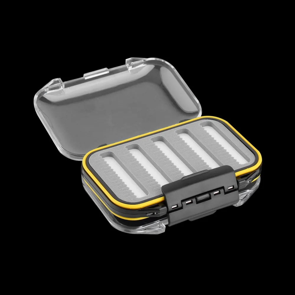 

10.6*7.6*4cm Plastic Waterproof fly fishing Double Side Clear Slit Foam fly Fishing Box FLY BOX Tackle Case Box
