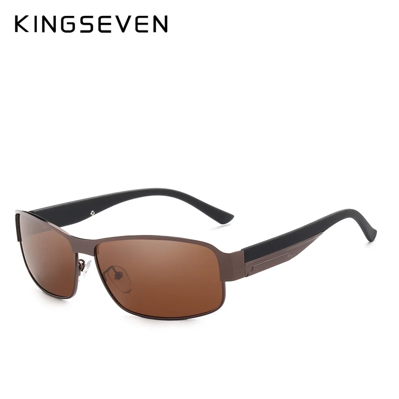 KINGSEVEN Fashion Sunglasses Men Driving Sun Glasses For Men Brand Design High Quality Eyewear Male - Цвет линз: brown