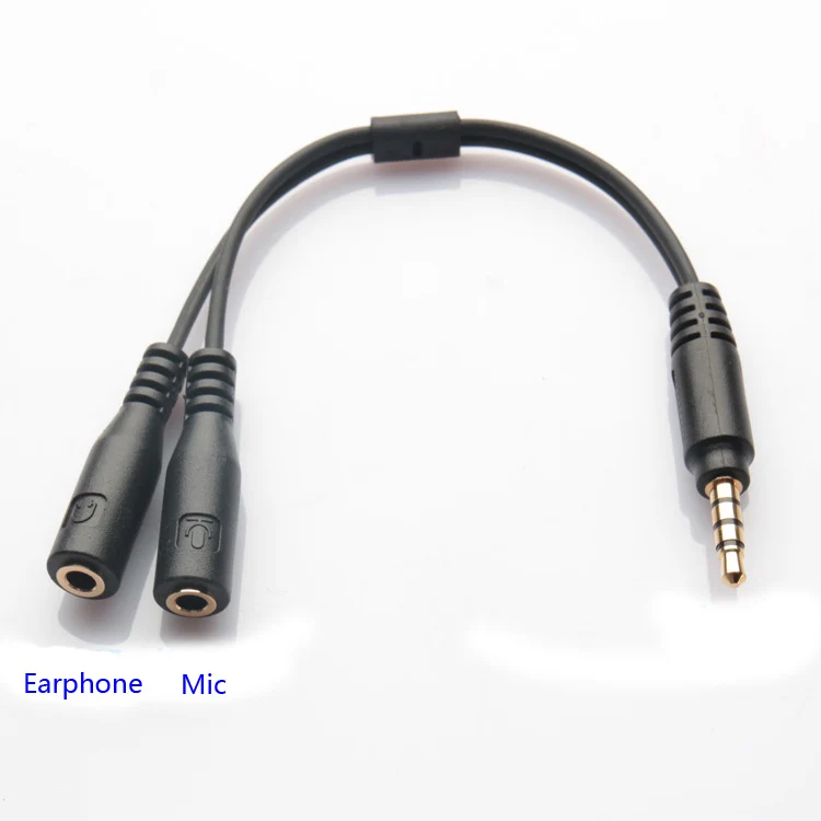 3.5mm TRRS 4-Pole Plug To Earphone Headset Mic Audio Adapter For PC or iphone 
