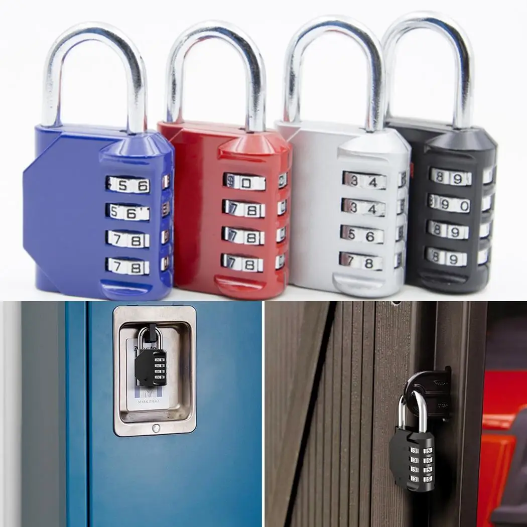 

Combination Lock 4 Digit Padlock for Gym 80 x 42 x 19 mm Sports Locker, Resettable Case, Hasp Storage