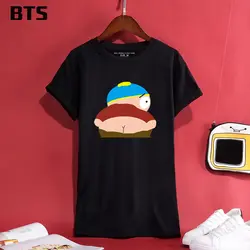 BTS South Park футболка женская летняя стиль футболки De Mulher Модные женские уличная топы корректирующие хлопок основной Teeshirt для женщин бренд