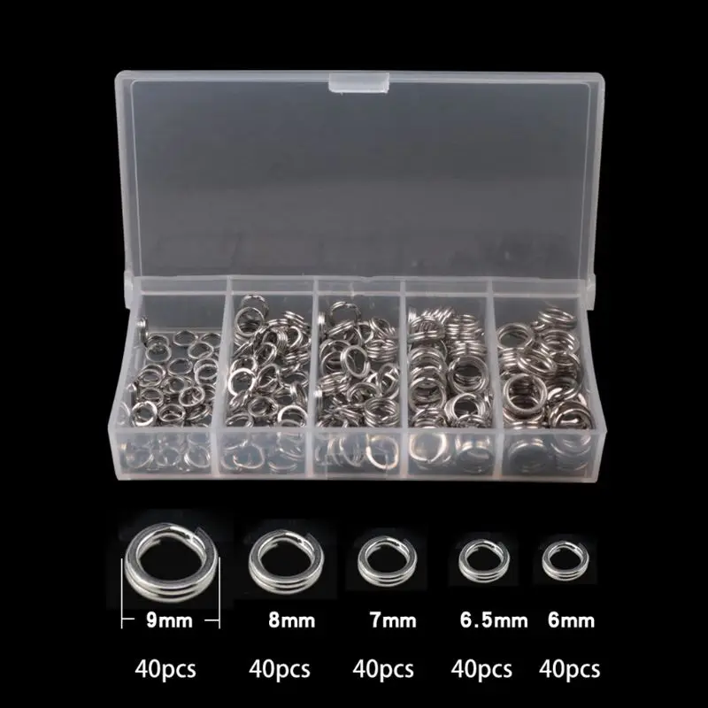 

200 Pcs/box Stainless Steel Split O-Ring Heavy Fish Box Double Ring Connector Fishing Accessories Bait