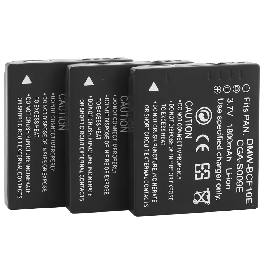 3X Probty Cga-S009E Cga S009E Batterie Per Foto/Videocamera Per Panasonic Dmc-Fc25 Dmc-Fx500 Dmc-Fx580 Dmc-Ts1 Dmc-Ft1 Fs7 Fh20 Fs15 Fs25 Fx68