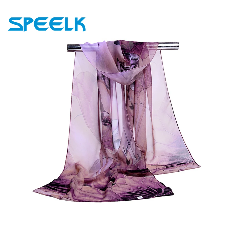 

Lotus Chiffon Scarf Women's Print Summer Sunscreen Scarves Fashion Thin Shawls And Wraps Women Flower Hijab Stole Wholesale