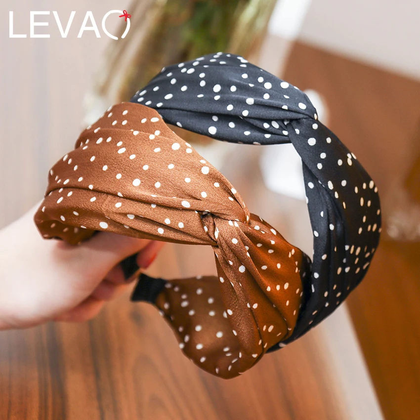 

Levao Trendy Dot Print Crossed Girls Hairbands Top Cross Headbands Fashion Wide Headband Head Hoop Women Hair Accessories
