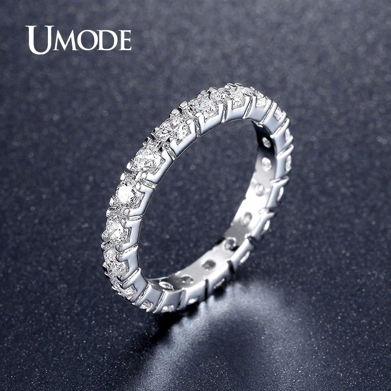 UMODE, новинка, горячие подарки, белое золото, 0.1ct, круглый искусственный CZ камень, круг, обручальные кольца вечности, кольца, ювелирные изделия для женщин UR0357