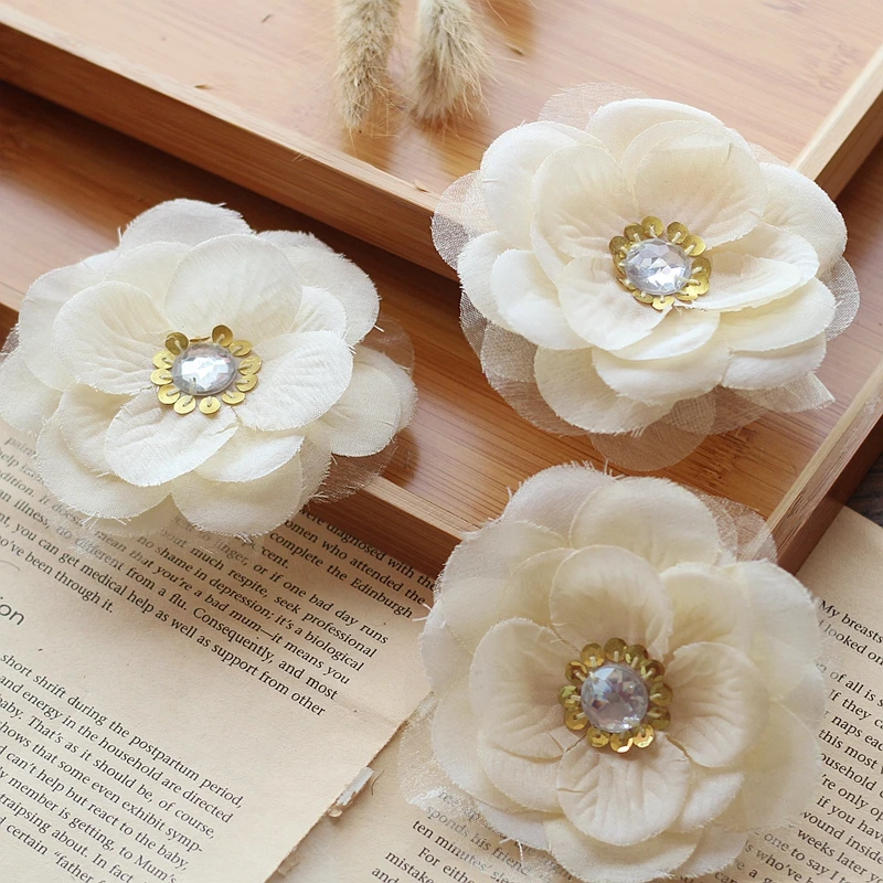 

Free shipping (3piece/lot) Beige Flowers For Costume Headware Corsage Supplies