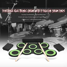 Компактный портативный электронный барабан цифровой USB 7 Pad свернутый барабанный набор силиконовый Электрический барабанный коврик набор с педалью барабанной палки